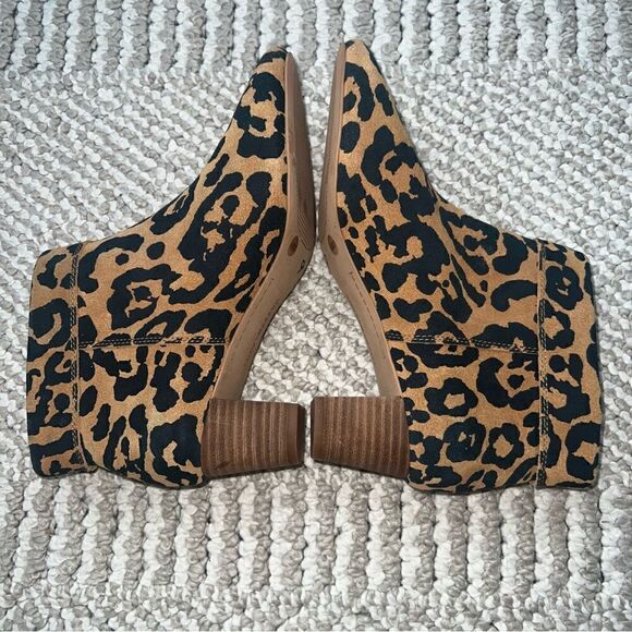 Lucky Brand Zaprika Suede Cheetah Pointed Toe Booties - Sz 6.5 - Picture 9 of 16